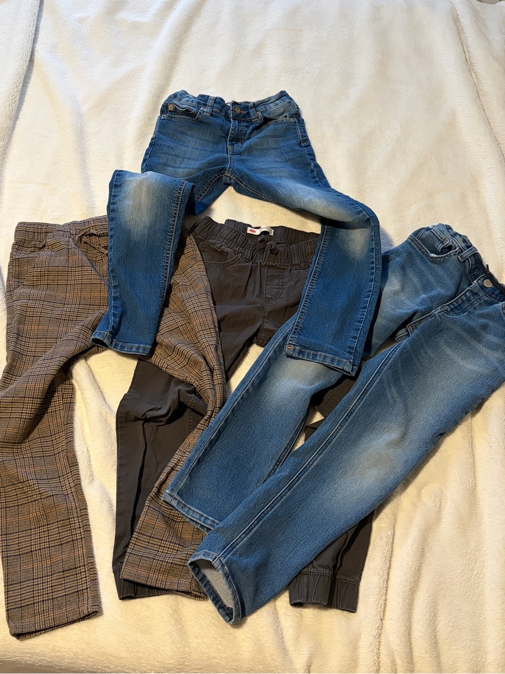 H&M Boys' Plaid Brown & Blue Pants